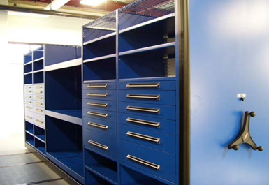 Mobile Aisle Storage System, Equipto Shelving Assembly
