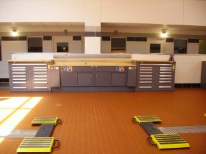 grey work center in auto garage